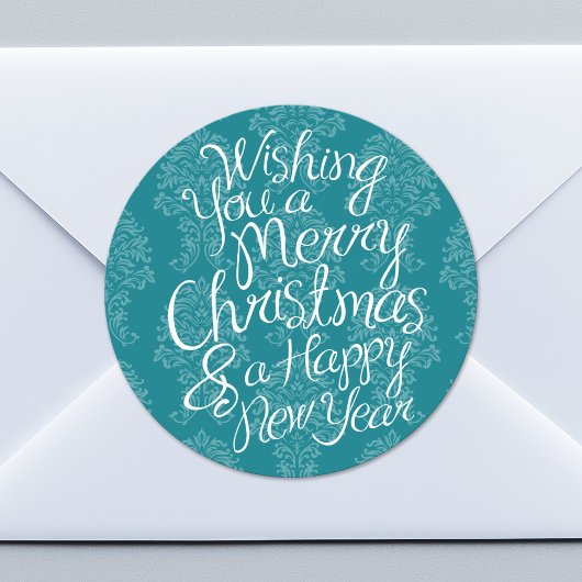 Ik wens u een prettig kerstfeest en gelukkig nieuw ronde sticker