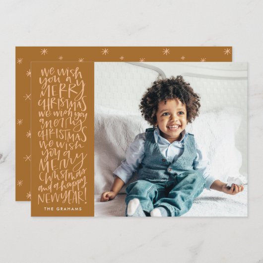 Ik wens u een prettig kerstfeest met een verbrande feestdagenkaart (Voorkant / Achterkant)