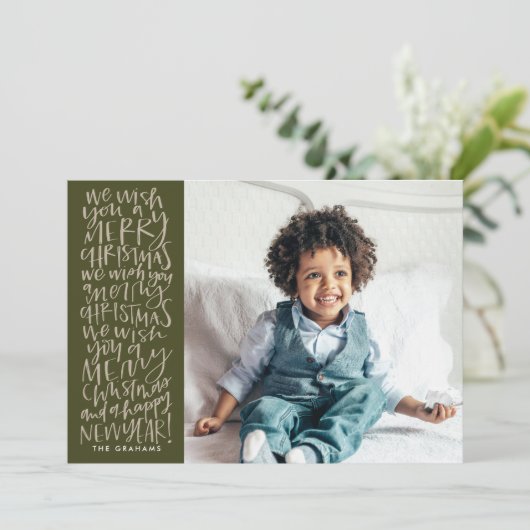 Ik wens u een prettig kerstfeest op de Evergreen-f Feestdagenkaart (Staand voorkant)