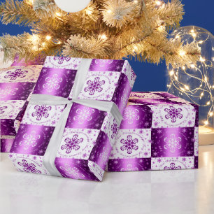 "Ik wens u een prettig kerstfeest" Paars en wit Cadeaupapier
