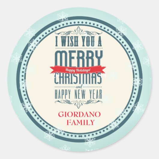 Ik wens u een prettig kerstfeest Prettige feestdag Ronde Sticker (Voorkant)