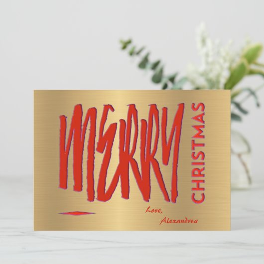 Ik wens u een prettig kerstrood elegant modern feestdagenkaart (Staand voorkant)