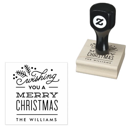 Ik wens u een prettig kerststempel met een persoon rubberstempel (Gestempeld)