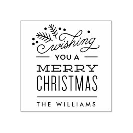 Ik wens u een prettig kerststempel met een persoon rubberstempel