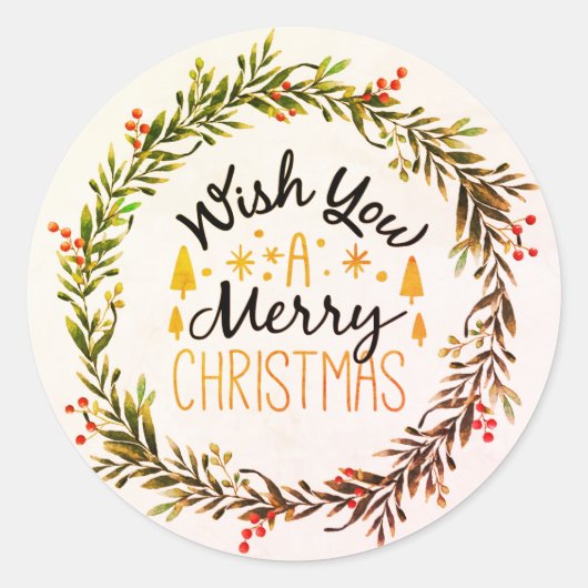Ik wens u een prettige kerst ronde sticker (Voorkant)