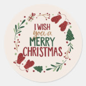 Ik wens u een prettige kerst ronde sticker (Voorkant)