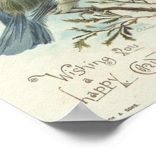 Ik wens u een prettige kerstdag,  blauwe vogel poster (Hoek)