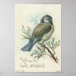 Ik wens u een prettige kerstdag,  blauwe vogel poster