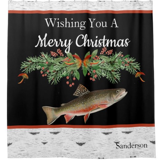 Ik wens u een prettige kerstforel douchegordijn (Voorkant)