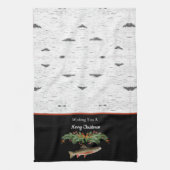 Ik wens u een prettige kerstforel theedoek (Verticaal)