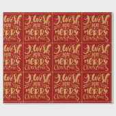 Ik wens u een prettige kerstrode en gouden Typogra Cadeaupapier (Vlak)