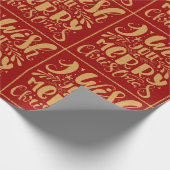 Ik wens u een prettige kerstrode en gouden Typogra Cadeaupapier (Hoek)