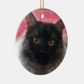 Ik wens u een prettige kerstzwarte zilverragdoll keramisch ornament (Rechts)