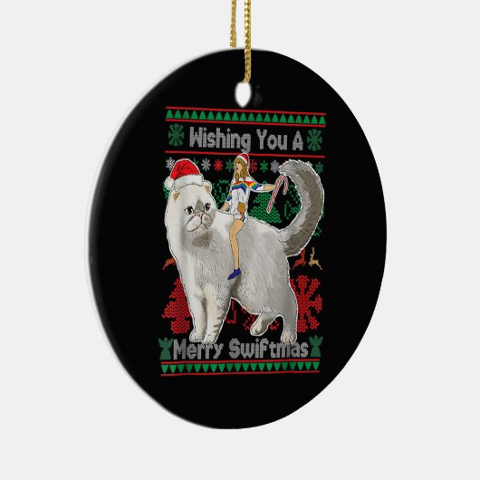 Ik wens u een prettige swiftmas lelijke kerst keramisch ornament (Rechts)