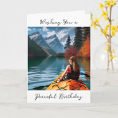 Ik wens u een vredige verjaardag | Kajakken thema Kaart (Gele Bloem)