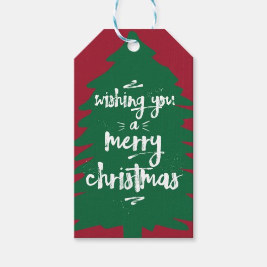 Ik wens u een vrolijk kerstfeest | Boom | Cadeau L Cadeaulabel (Voorkant)