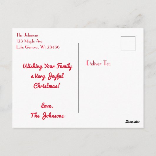 Ik wens u een vrolijk kerstfeest briefkaart (Achterkant)