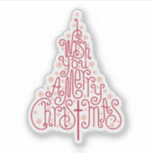 Ik wens u een vrolijk kerstfeest, een handbeletter sticker (Voorkant)