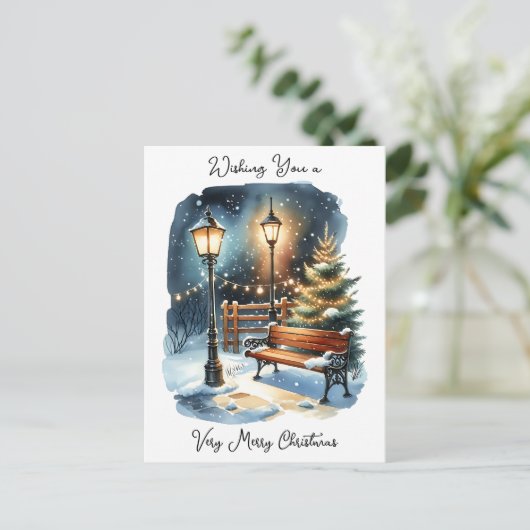 Ik wens u een vrolijk kerstfeest en een gelukkig n briefkaart (Staand voorkant)