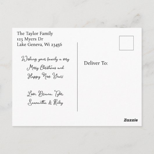 Ik wens u een vrolijk kerstfeest en een gelukkig n briefkaart (Achterkant)