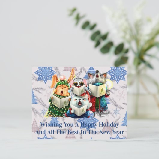 Ik wens u een vrolijk kerstfeest en een gelukkig n briefkaart (Staand voorkant)