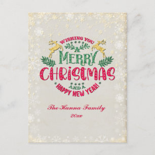 Ik wens u een vrolijk kerstfeest en een gelukkig n briefkaart