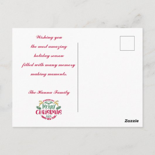 Ik wens u een vrolijk kerstfeest en een gelukkig n briefkaart (Achterkant)