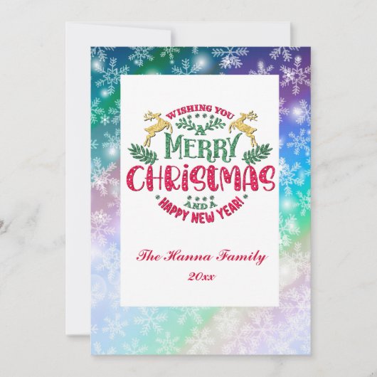 Ik wens u een vrolijk kerstfeest en een gelukkig n feestdagenkaart (Voorkant)