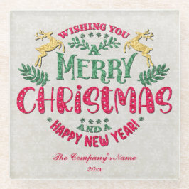 Ik wens u een vrolijk kerstfeest en een gelukkig n glazen onderzetter