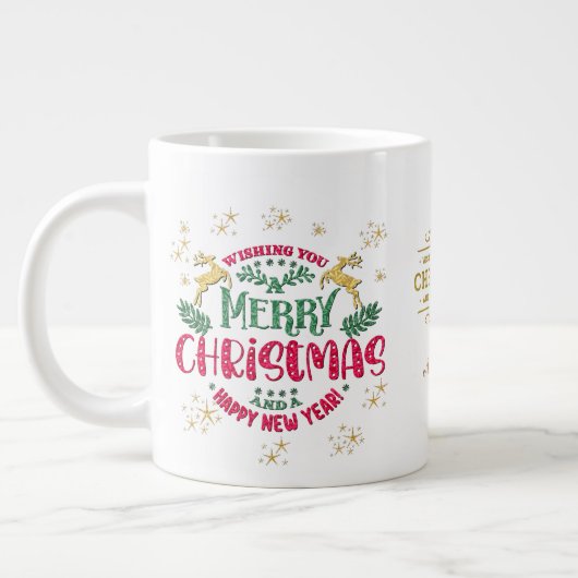 Ik wens u een vrolijk kerstfeest en een gelukkig n grote koffiekop (Links)