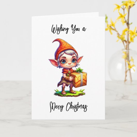 Ik wens u een vrolijk kerstfeest en een gelukkig n kaart (Gele Bloem)