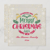 Ik wens u een vrolijk kerstfeest en een gelukkig n kaart (Voorkant / Achterkant)