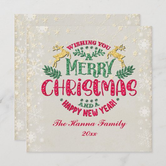 Ik wens u een vrolijk kerstfeest en een gelukkig n kaart (Voorkant / Achterkant)