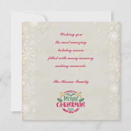 Ik wens u een vrolijk kerstfeest en een gelukkig n kaart (Achterkant)