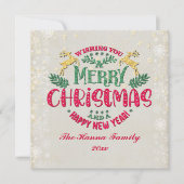 Ik wens u een vrolijk kerstfeest en een gelukkig n kaart (Voorkant)