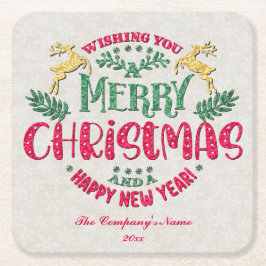 Ik wens u een vrolijk kerstfeest en een gelukkig n kartonnen onderzetters