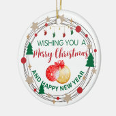 Ik wens u een vrolijk kerstfeest en een gelukkig n keramisch ornament (Links)