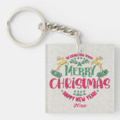 Ik wens u een vrolijk kerstfeest en een gelukkig n sleutelhanger (voorkant)