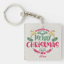 Ik wens u een vrolijk kerstfeest en een gelukkig n sleutelhanger
