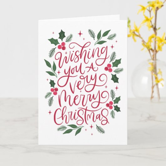 Ik wens u een vrolijk kerstfeest met de hand gesch kaart (Gele Bloem)