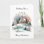 Ik wens u een vrolijk kerstfeest | Waterverf Churc Kaart (Voorkant)