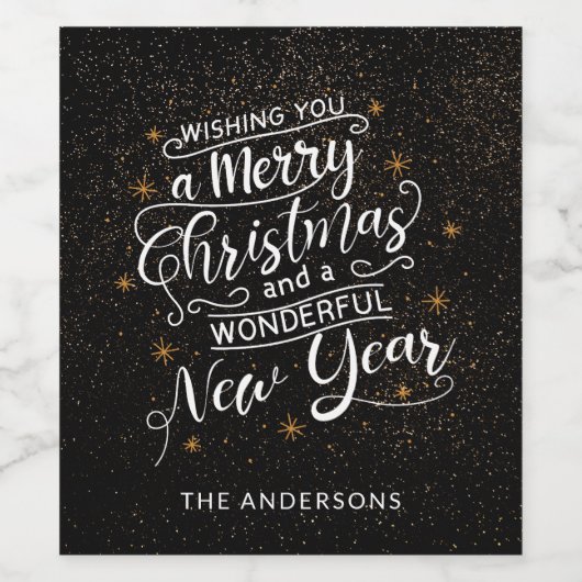 Ik wens u een vrolijk kerstkerstscript wijn etiket (Enkel label)