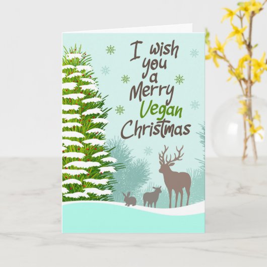 Ik wens u een vrolijk vegankerst toe. kaart (Gele Bloem)