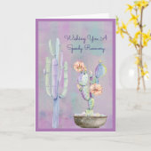 Ik wens u een Waterverf Cactus voor snel herstel Kaart (Gele Bloem)