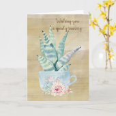 Ik wens u een Waterverf Cactus voor snel herstel Kaart (Gele Bloem)