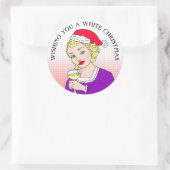 Ik wens u een White Kerstfeest Funny Holiday Ronde Sticker (Tas)