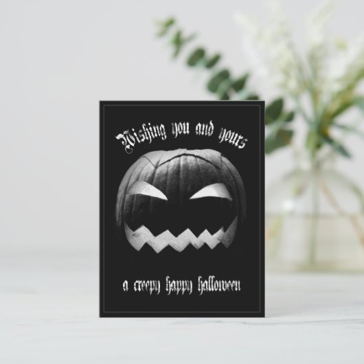 Ik wens u en u een griezelige Halloween Hol Feestdagenkaart (Staand voorkant)
