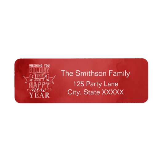 Ik wens u feestdag | Adres rode Waterverf Etiket (Voorkant)
