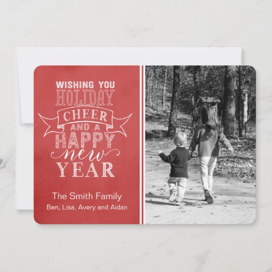 Ik wens u feestdag | Rode Waterverf Feestdagenkaart (Voorkant)