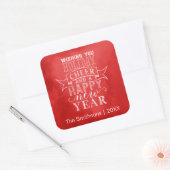 Ik wens u feestdag | Rode Waterverf Sticker (Envelop)